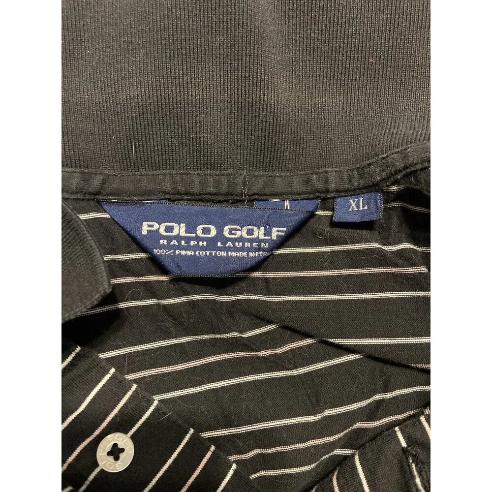 Polo Golf Ralph Lauren Polo Shirt Men's XL Black Striped Short Sleeve Pullover